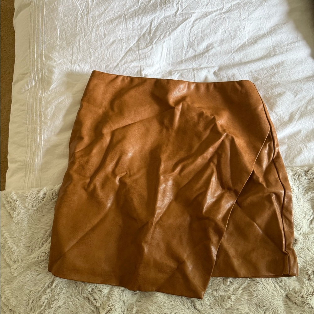 Skies Are Blue Brown leather Mini Skirt